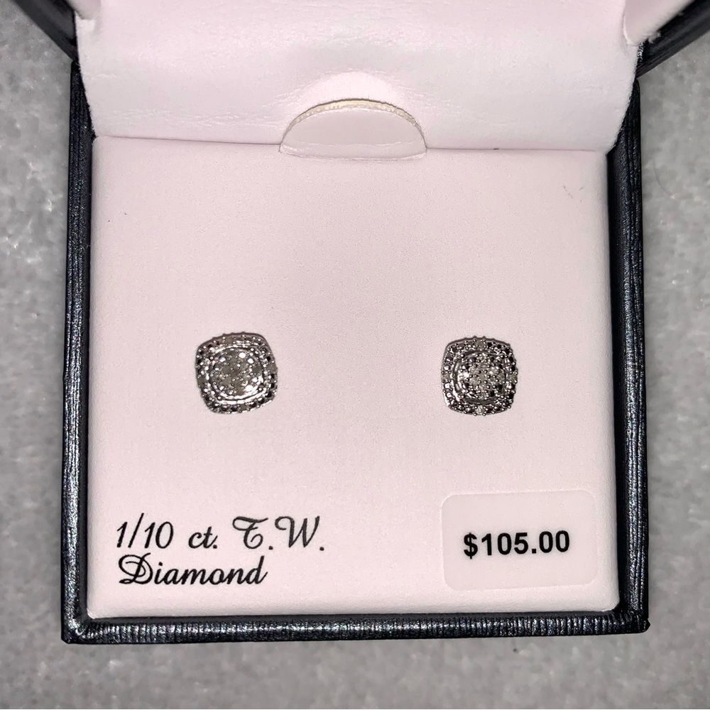 Silver 1/10 CTTW Diamond Earrings - Picture 4 of 5